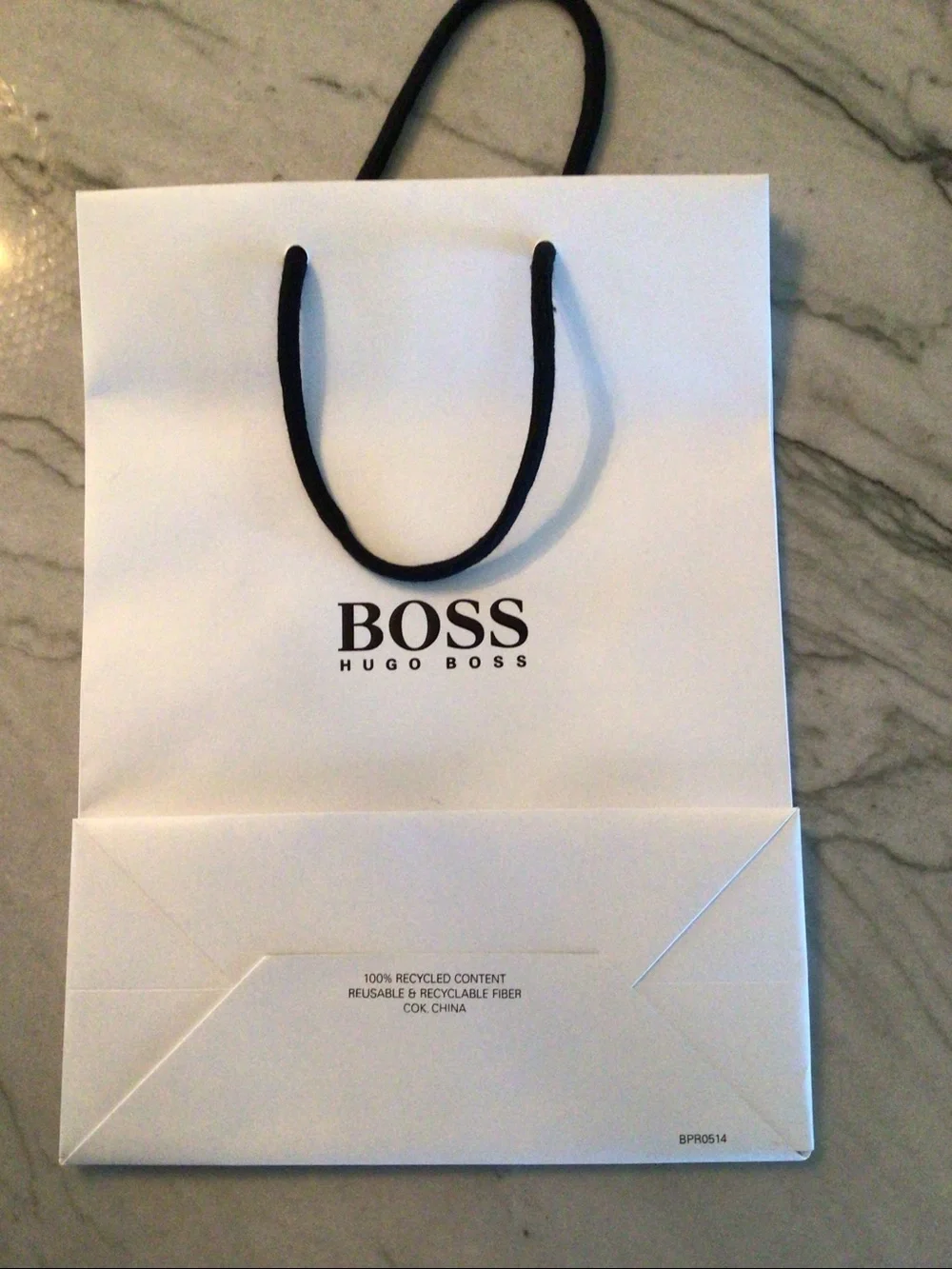 Hugo Boss White Gift Bag with Black Handles